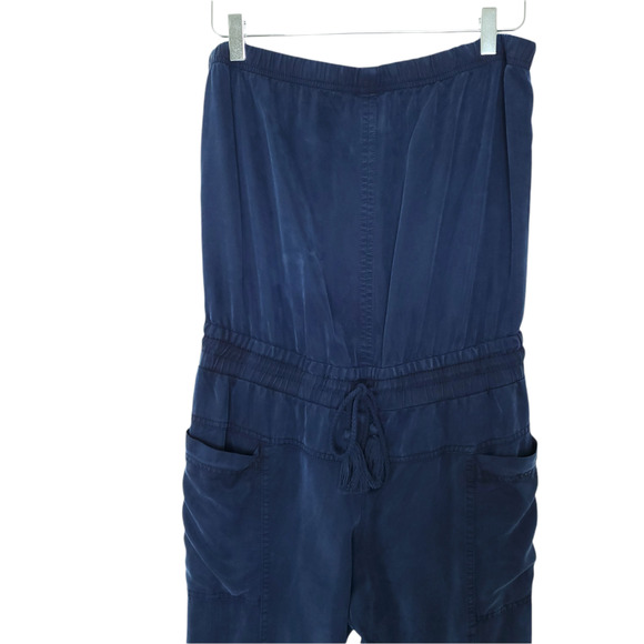 YFB Clothing Luke Jumpsuit S Blue Strapless Tassel Pockets Gathered Hem - Picture 8 of 12